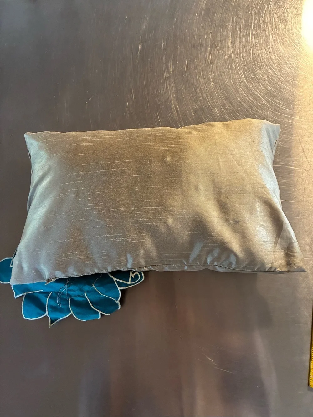 Peacock Decorative Pillow - Teal & Gold Vibrant Peacock Bird Colors Embroidered
